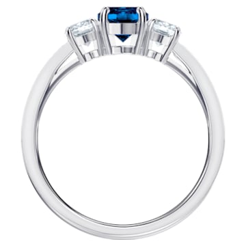 Attract Trilogy ring, Round, Blue, Rhodium plated - Swarovski, 5448850