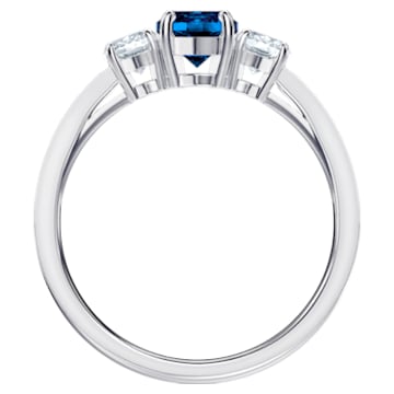 Attract Trilogy ring, Round, Blue, Rhodium plated - Swarovski, 5448879