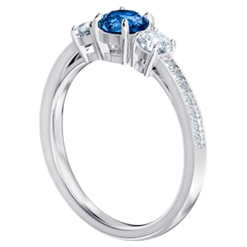 Attract Trilogy ring, Round, Blue, Rhodium plated - Swarovski, 5448879
