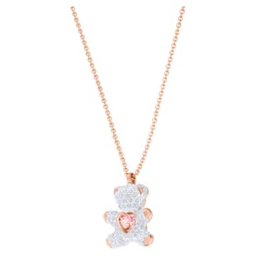 Teddy 鏈墜, 熊, 白色, 鍍玫瑰金色調 - Swarovski, 5452026