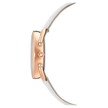 Crystalline Glam watch, Swiss Made, Leather strap, White, Rose gold-tone finish - Swarovski, 5452459