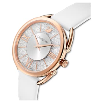 Montre Crystalline Glam, bracelet en cuir, Blanc, PVD doré rose - Swarovski, 5452459