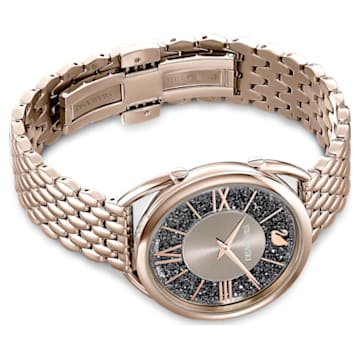 Crystalline Glam horloge, Swiss Made, Metalen armband, Grijs, Champagnegoudkleurige afwerking - Swarovski, 5452462