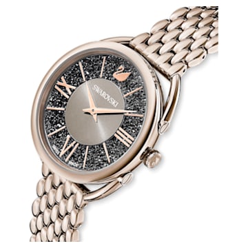 Crystalline Glam watch, Metal bracelet, Gray, Champagne-gold tone PVD - Swarovski, 5452462