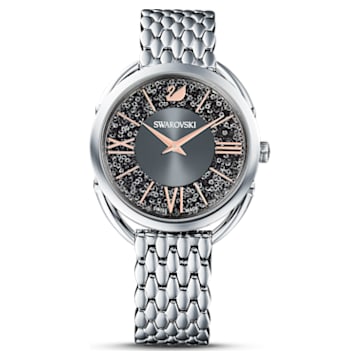 Crystalline Glam watch, Metal bracelet, Gray, Stainless steel - Swarovski, 5452468