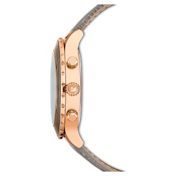 Octea Lux Chrono watch, Swiss Made, Leather strap, Gray, Rose gold-tone finish - Swarovski, 5452495