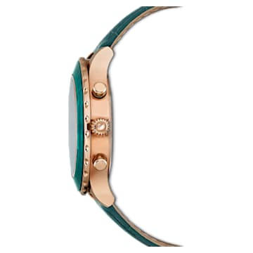 Octea Lux Chrono watch, Leather strap, Green, Rose-gold tone PVD - Swarovski, 5452498
