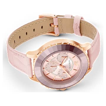 Octea Lux Chrono Uhr, Schweizer Produktion, Lederarmband, Rosa, Roségoldfarbenes Finish - Swarovski, 5452501