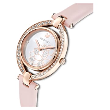 Stella watch, Leather strap, Pink, Rose gold-tone finish - Swarovski, 5452507