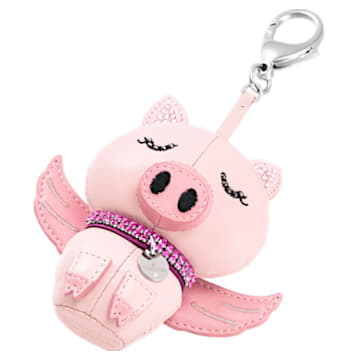 Bu Bu bag charm, Pig, Pink, Stainless steel - Swarovski, 5457470