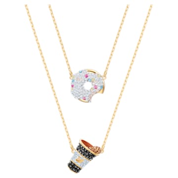 Nicest necklace, Set (2), Donut and coffee, Multicolored, Gold-tone plated - Swarovski, 5459142