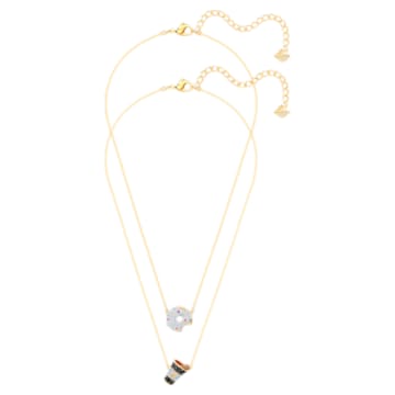 Colar Nicest, Conjunto (2), Donut e café, Multicor, Lacado a dourado - Swarovski, 5459142