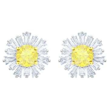 Sunshine Pierced Earrings, White, Rhodium plated - Swarovski, 5459591
