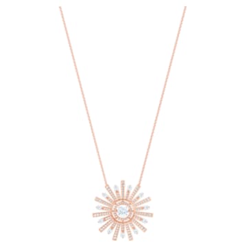 Sunshine necklace, Sun, Long, White, Rose gold-tone plated - Swarovski, 5459593