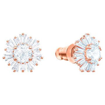 Sunshine 耳钉, 混合切割, 太阳, 白色, 镀玫瑰金色调 - Swarovski, 5459597