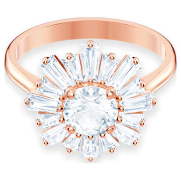 Δαχτυλίδι Sunshine, Μείξη κοπών, Ήλιος, Λευκό, Επιμετάλλωση σε ροζ χρυσαφί τόνο - Swarovski, 5459599