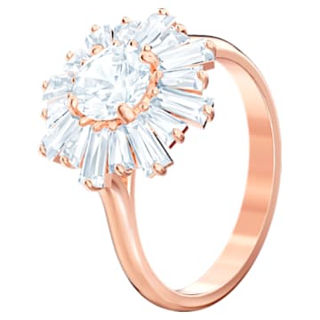 Δαχτυλίδι Sunshine, Μείξη κοπών, Ήλιος, Λευκό, Επιμετάλλωση σε ροζ χρυσαφί τόνο - Swarovski, 5459599