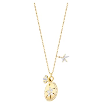 Ocean Sand Coin Necklace, White, Gold-tone plated - Swarovski, 5462580
