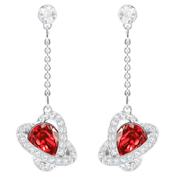 Outstanding Pierced Earrings, Red, Rhodium plated - Swarovski, 5462581