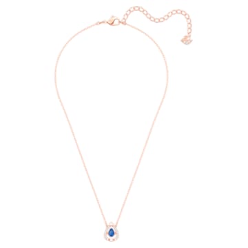 Swarovski Sparkling Dance Pear Necklace, Blue, Rose-gold tone plated - Swarovski, 5465281