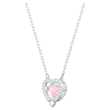 Swarovski Sparkling Dance necklace, Heart, Pink, Rhodium plated - Swarovski, 5465284