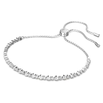 Subtle Trilogy bracelet, Round cut, White, Rhodium plated - Swarovski, 5465384