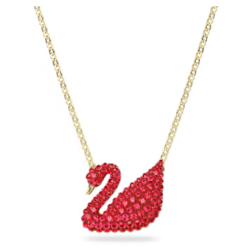 Swarovski Iconic Swan 链坠, 天鹅, 小码, 红色, 镀金色调 - Swarovski, 5465400