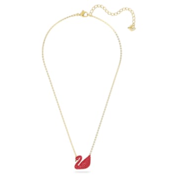 Přívěsek Swarovski Iconic Swan, Labuť, Červená, Pokoveno ve zlatém odstínu - Swarovski, 5465400