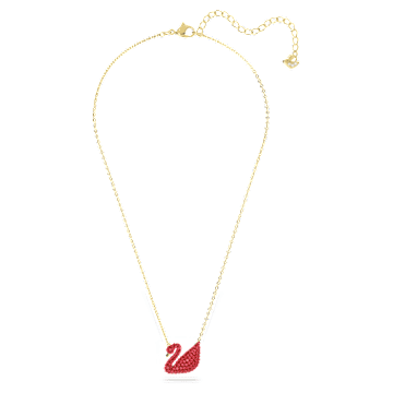 Swarovski Iconic Swan pendant, Swan, Red, Gold-tone plated - Swarovski, 5465400