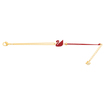 Braccialetto Swarovski Iconic Swan, Cigno, Rosso, Placcato color oro - Swarovski, 5465403