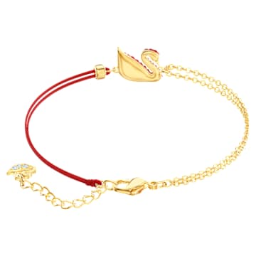 Náramek Swarovski Iconic Swan, Labuť, Červená, Pokoveno ve zlatém odstínu - Swarovski, 5465403