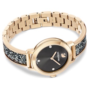Cosmic Rock horloge, Metalen armband, Zwart, Champagnegoudkleurige afwerking - Swarovski, 5466205