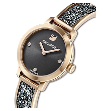 Cosmic Rock horloge, Swiss Made, Metalen armband, Grijs, Champagnegoudkleurige afwerking - Swarovski, 5466205
