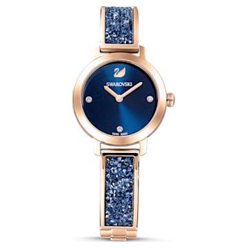 Relógio Cosmic Rock, Pulseira de metal, Azul, Acabamento em rosa dourado - Swarovski, 5466209