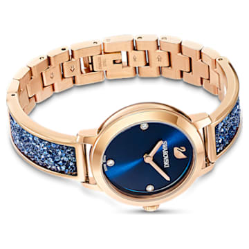 Cosmic Rock horloge, Swiss Made, Metalen armband, Blauw, Roségoudkleurige afwerking - Swarovski, 5466209