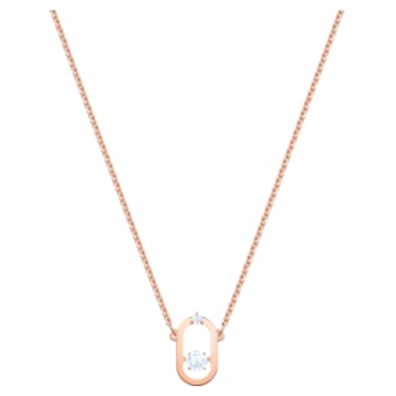 Swarovski Sparkling Dance Oval necklace, White, Rose gold-tone plated - Swarovski, 5468084