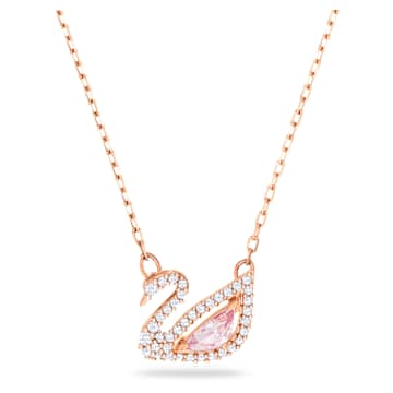 Dazzling Swan 네크리스, 스완, 핑크, 로즈골드 톤 플래팅 - Swarovski, 5469989