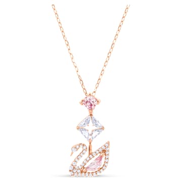 Wisiorek Swan, Łabędź, Różowy, Powłoka w odcieniu różowego złota