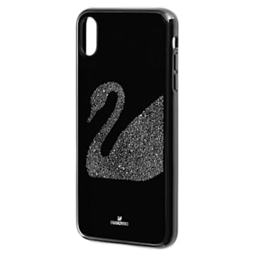 Coque rigide pour smartphone avec cadre amortisseur intégré Swan Fabric, iPhone® XR, noir - Swarovski, 5474747