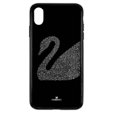 Swan Fabric smartphone case, Swan, iPhone® XS, Black - Swarovski, 5474752