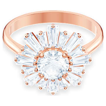 Sunshine ring, Mixed cuts, Sun, White, Rose gold-tone plated - Swarovski, 5474920