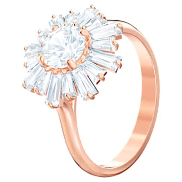 Sunshine ring, Mixed cuts, Sun, White, Rose gold-tone plated - Swarovski, 5474920