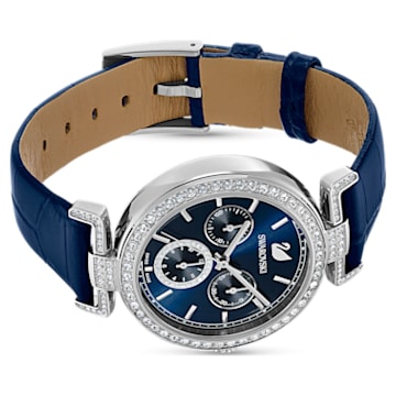 Era Journey Watch, Leather strap, Blue, Stainless steel - Swarovski, 5479239