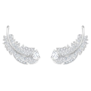 Nice Stud Pierced Earrings, White, Rhodium plated - Swarovski, 5482912
