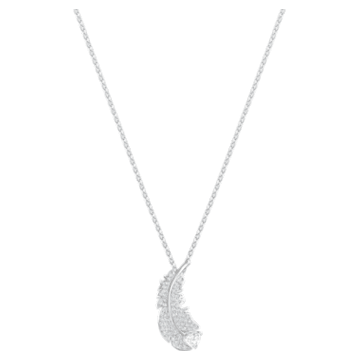 Nice necklace, Feather, White, Rhodium plated - Swarovski, 5482914