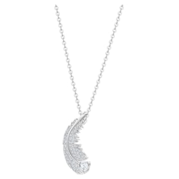 Nice necklace, Feather, White, Rhodium plated - Swarovski, 5482914