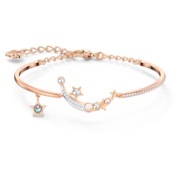 Starry Night 手鏈, 月亮和星星, 白色, 鍍玫瑰金色調 - Swarovski, 5483533
