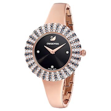 Crystal Rose Uhr, Schweizer Produktion, Metallarmband, Schwarz, Roségoldfarbenes Finish - Swarovski, 5484050