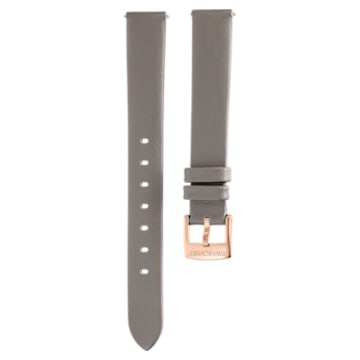 13mm Watch strap, Leather, Taupe, Champagne-gold tone PVD - Swarovski, 5485042