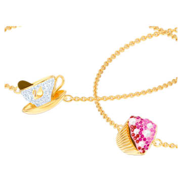 Nicest bracelet, Set (2), Cup of tea and cupcake, Multicolored, Gold-tone plated - Swarovski, 5486079